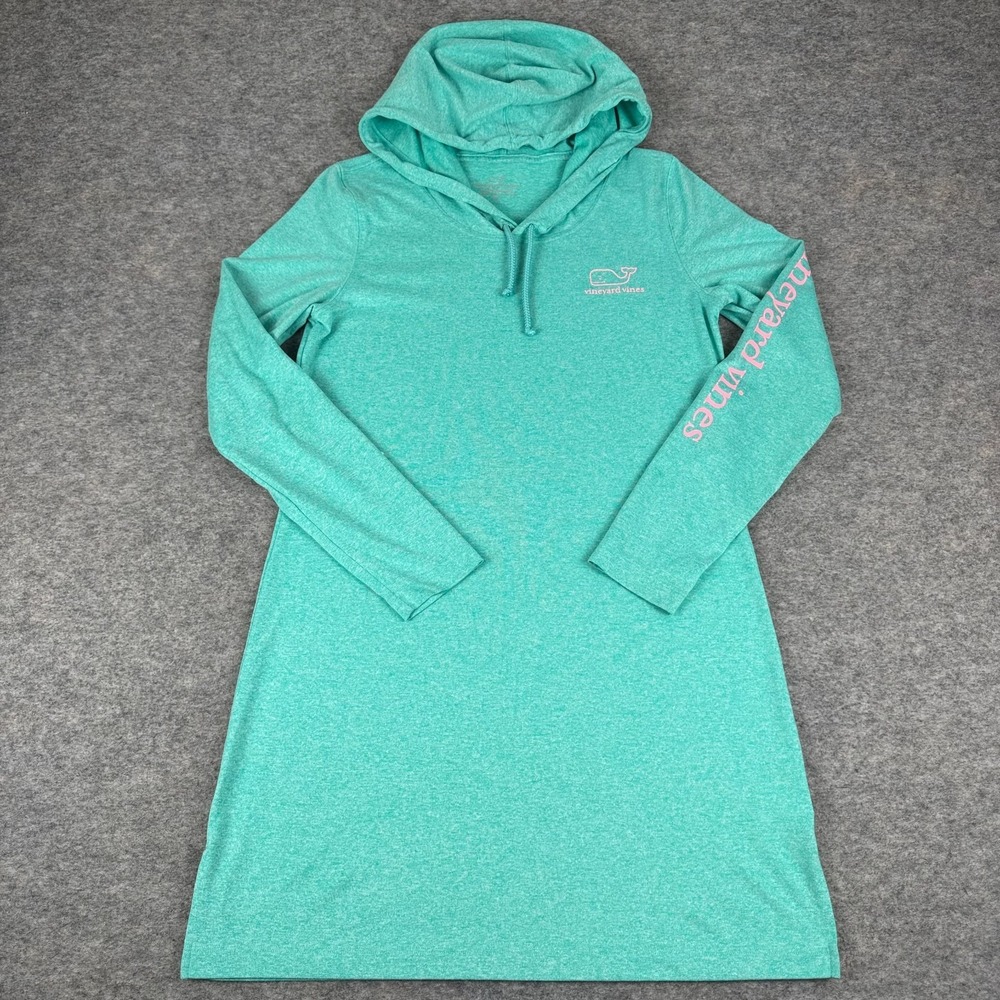 Vineyard Vines Performance Hooded Dress Whale Polyester Green Womens XS